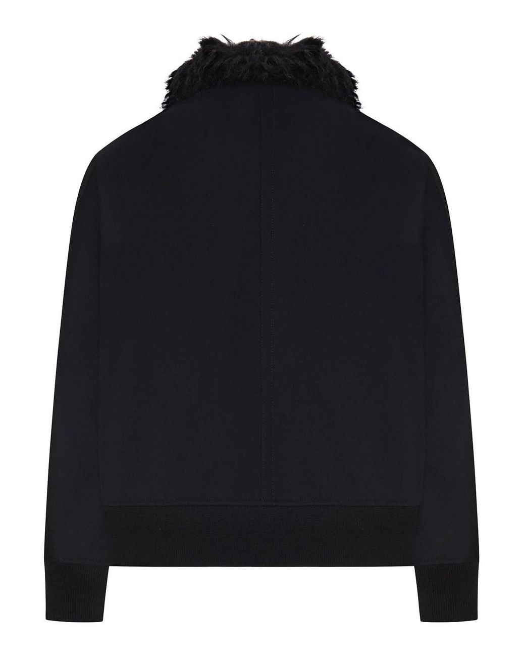 Sacai Black Bomber Jacket With Faux Fur Collar for men
