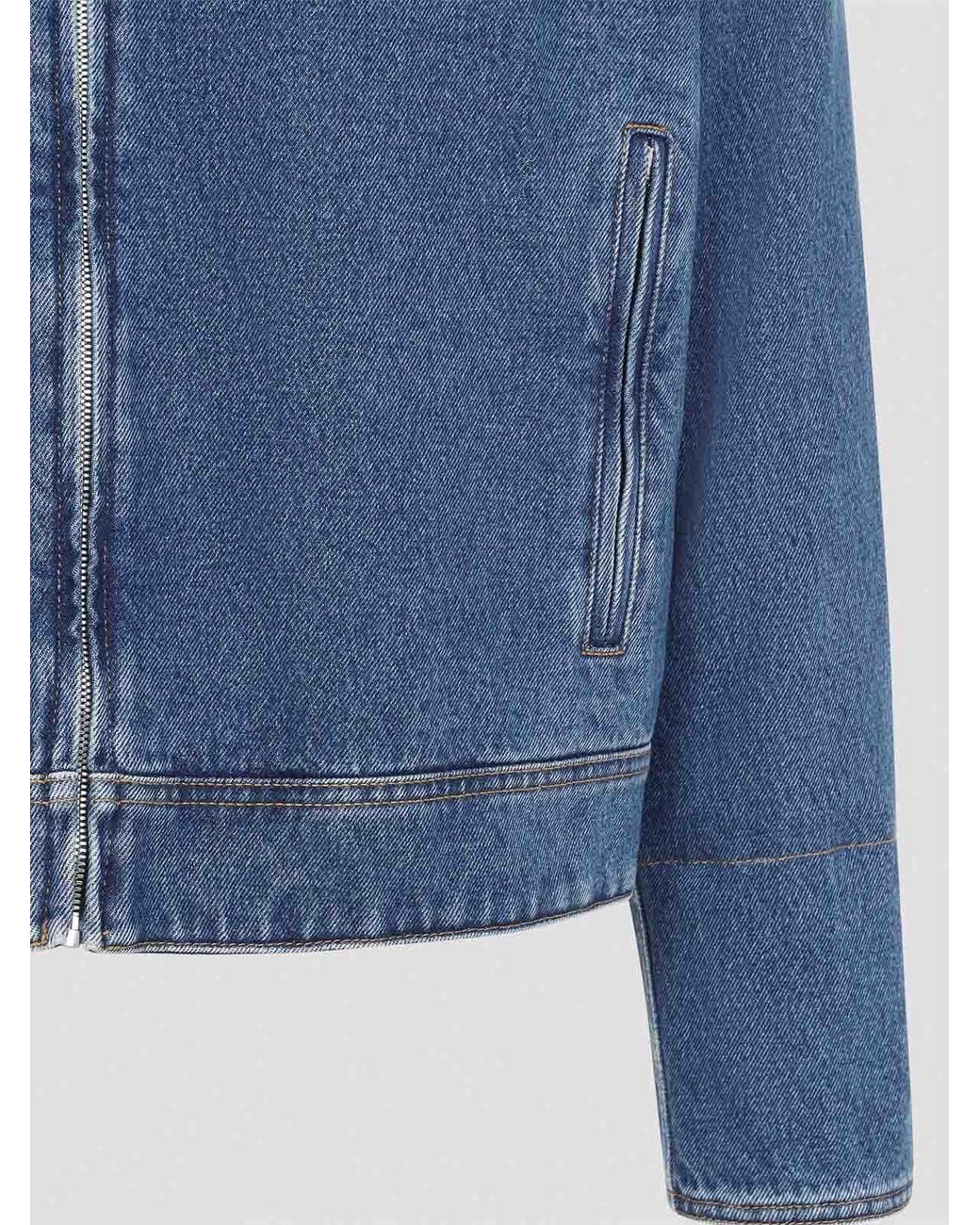 Bottega Veneta Blue Denim Intrecciato Collar Jacket for men