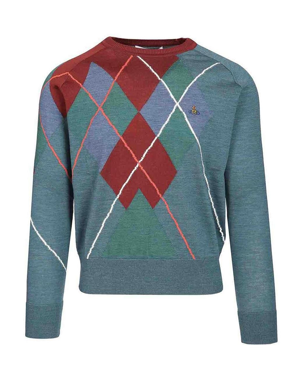 Vivienne Westwood Blue Argyle Jumper for men