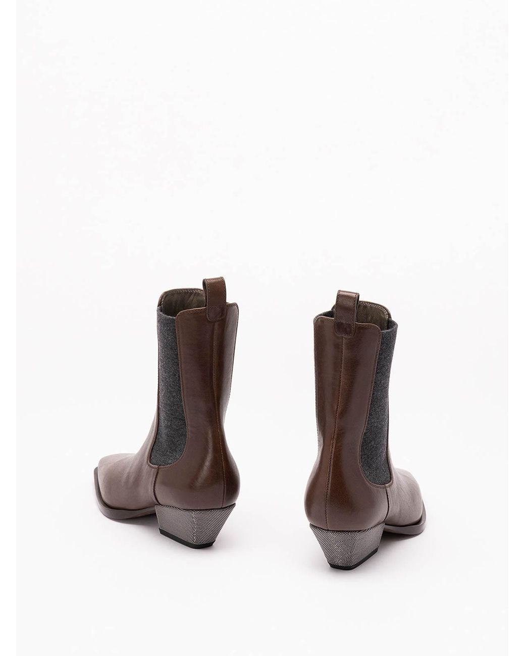 Brunello Cucinelli Brown Ankle Boots With Heels