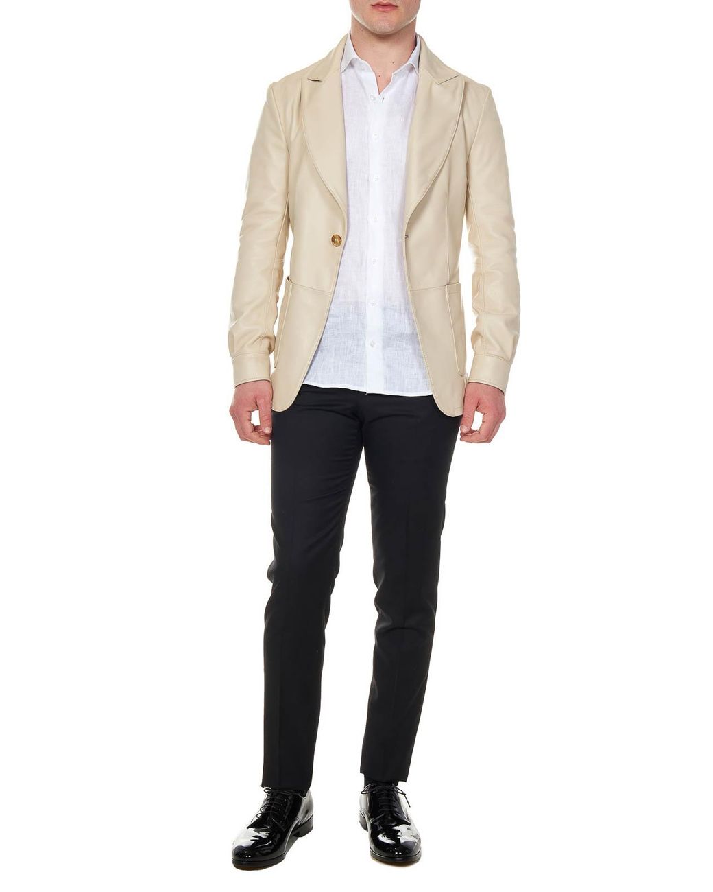 Franzese Collection Natural Kangaroo Leather Single-Breasted Blazer for men