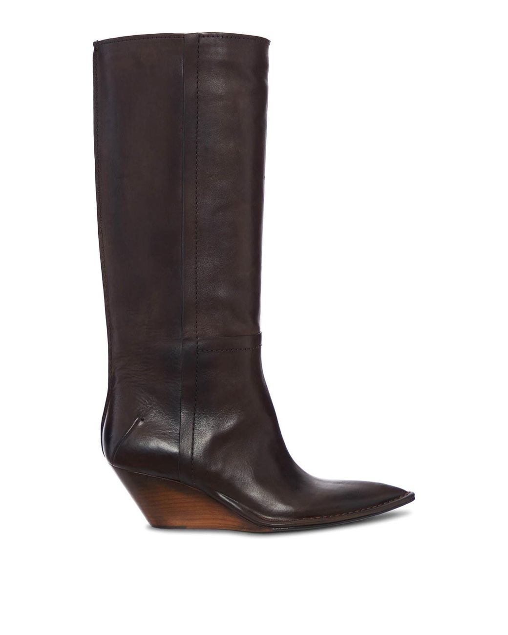 Capasa Brown Camperos High Leather Boot With Wedge