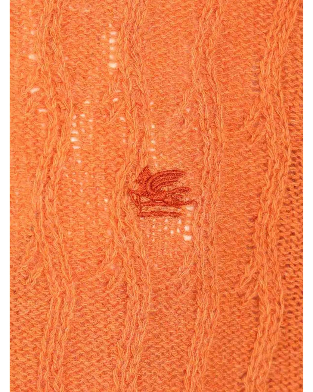 Etro Orange Cashmere Sweater for men