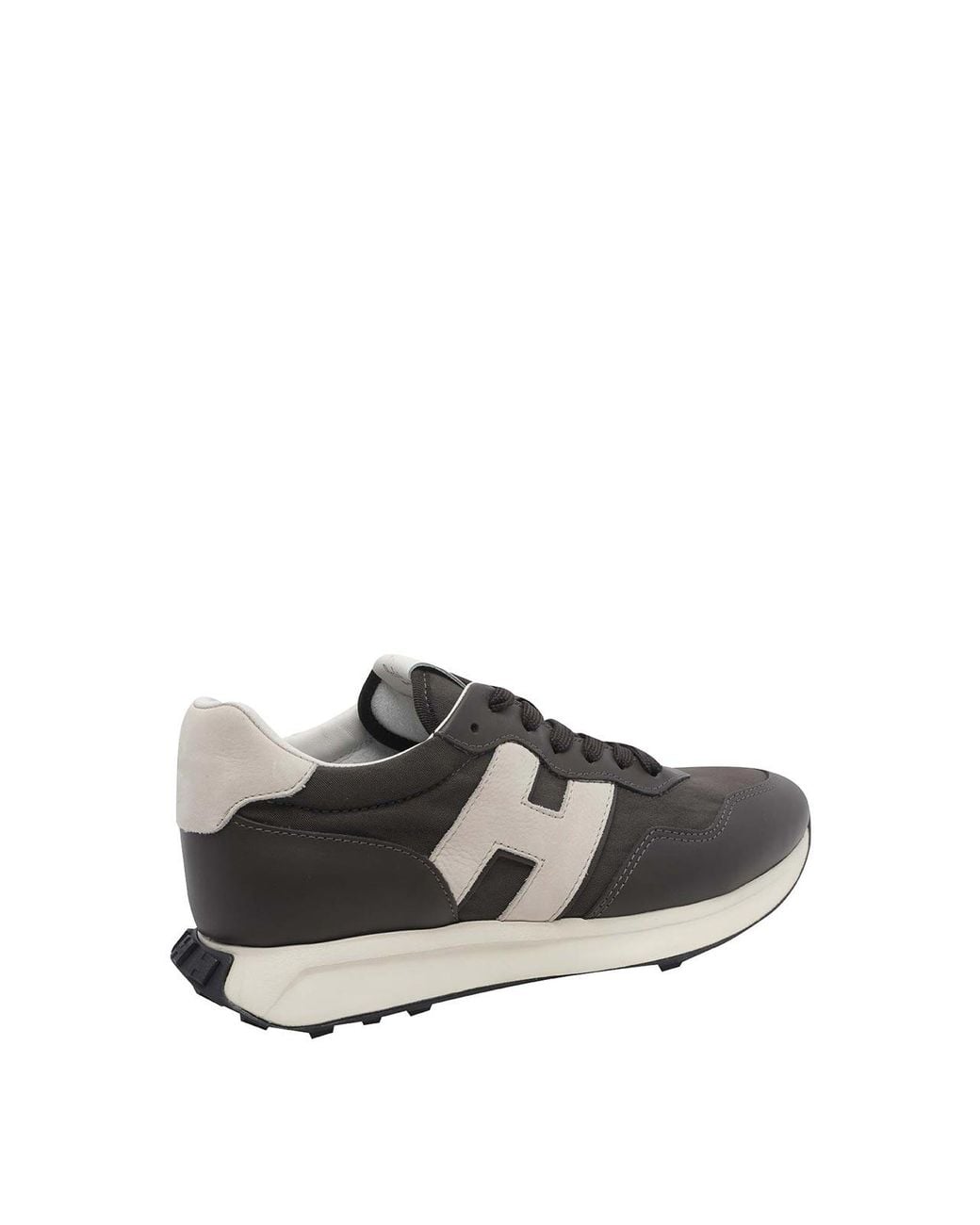 Hogan Brown H601 Smooth Leather And Mesh Sneakers With H Logo And Notched Sole for men