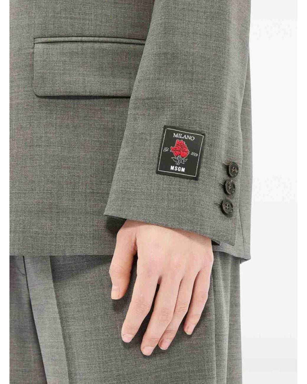 MSGM Gray Single-Breasted Blazer