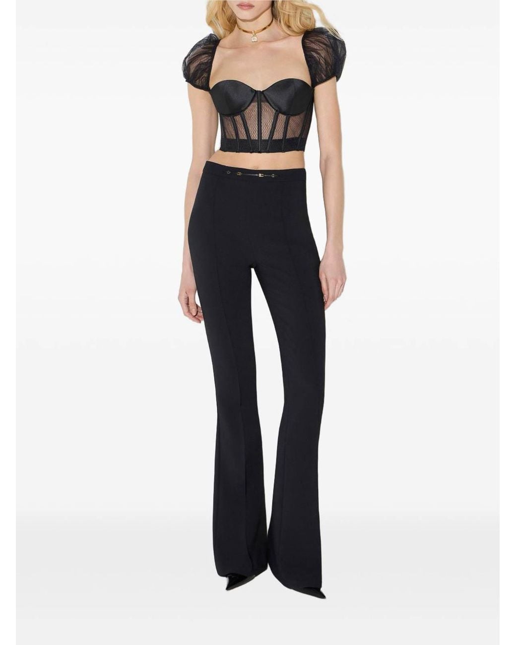 Elisabetta Franchi Blue Slim-Fit Trousers With Jewel Details