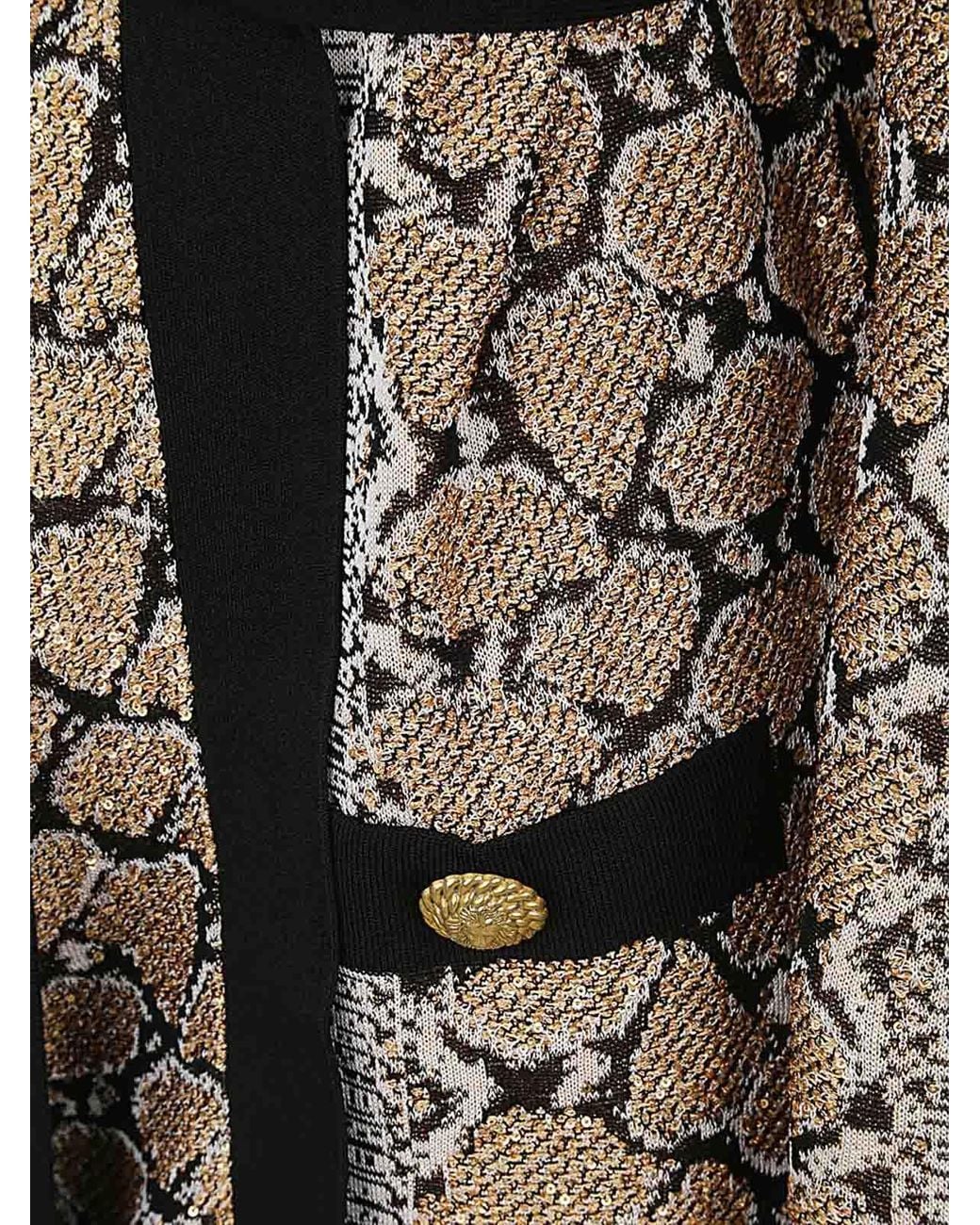 Balmain Gray Glittered Belted Cardigan