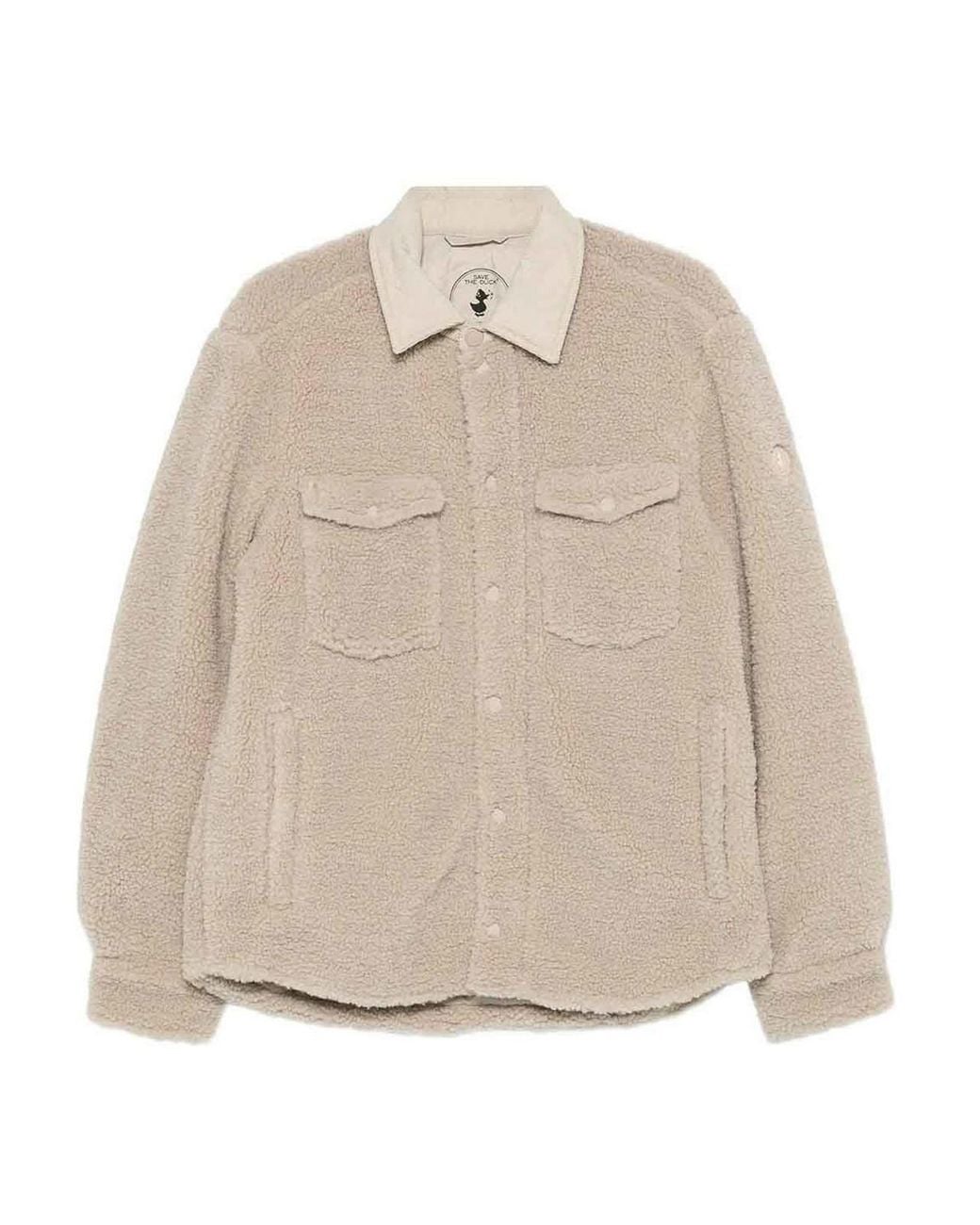 Save The Duck Natural Vadim Fleece Shirt Jacket With Cord Collar for men