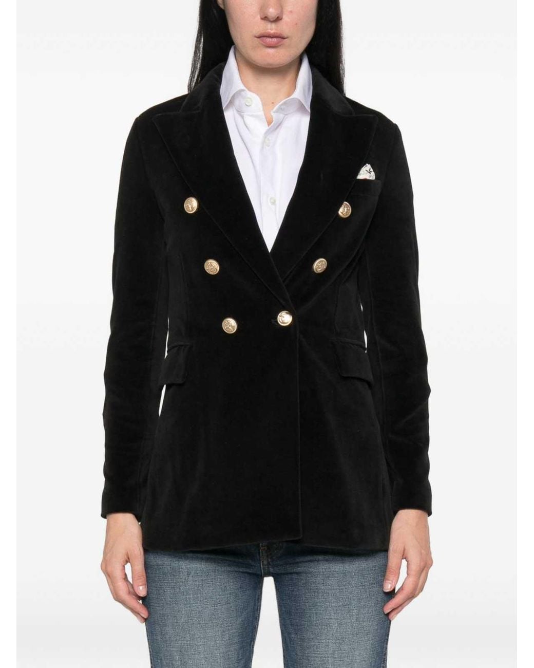 Circolo 1901 Black Cotton Double-Breasted Jacket