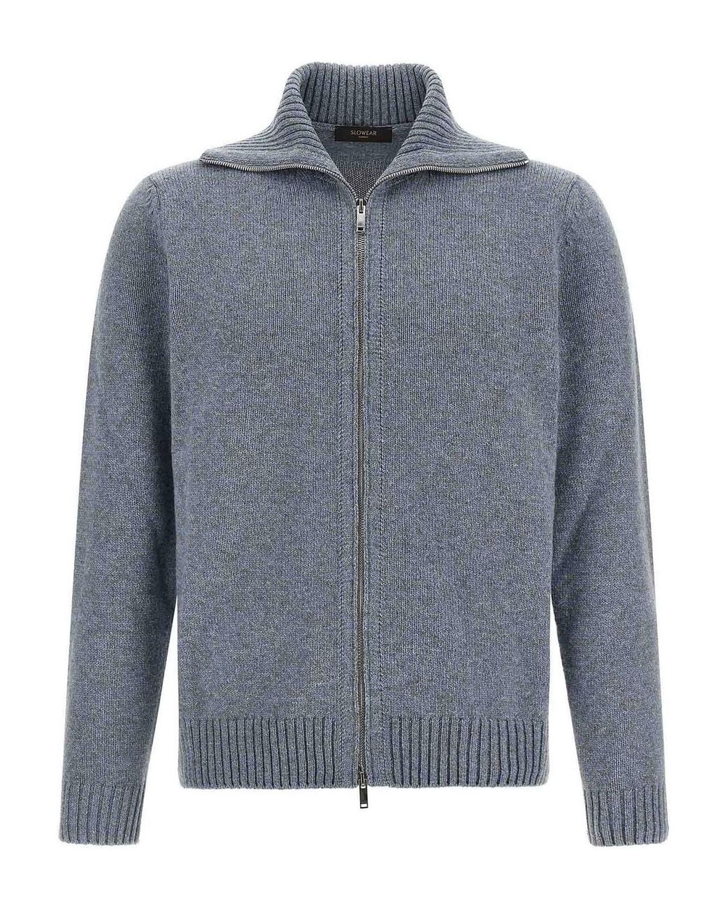 Zanone Gray Virgin Wool Cardigan for men