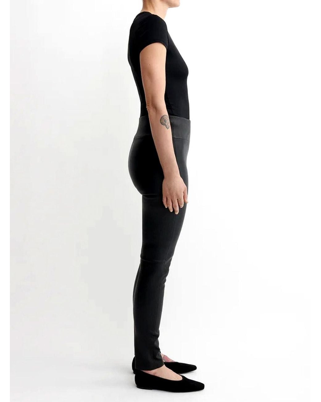 Arma Black Bellenora High-Rise Leather Leggings