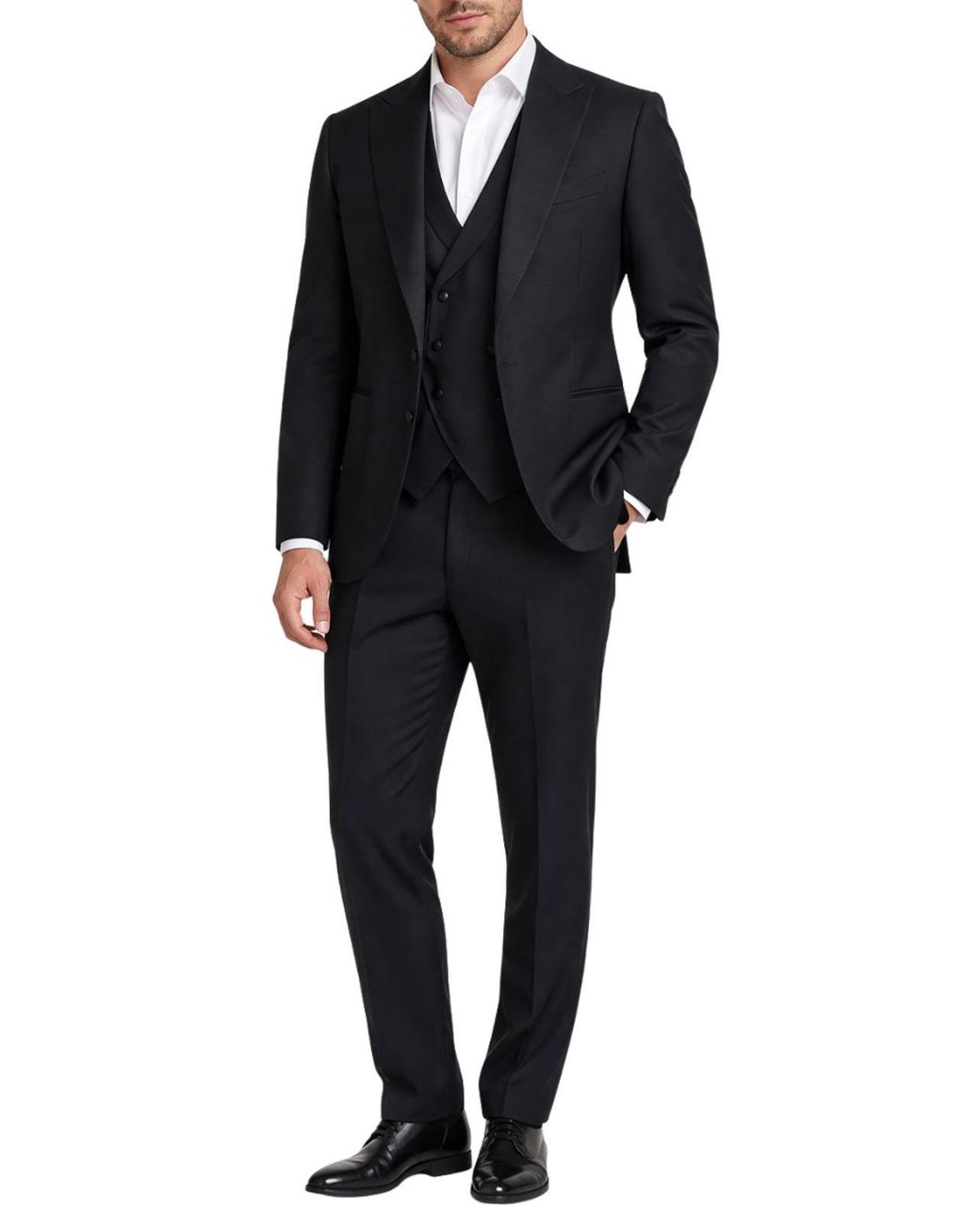 Franzese Collection Black Beckham Model Tuxedo Suit for men