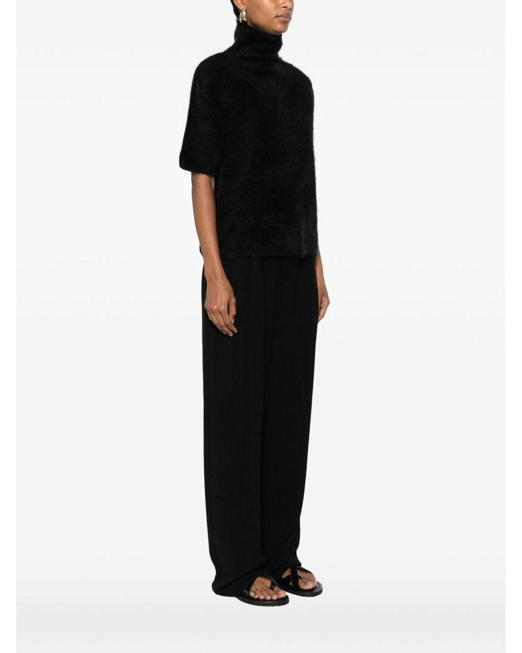 Soft Goat Black Cashmere Turtle-Neck Sweater