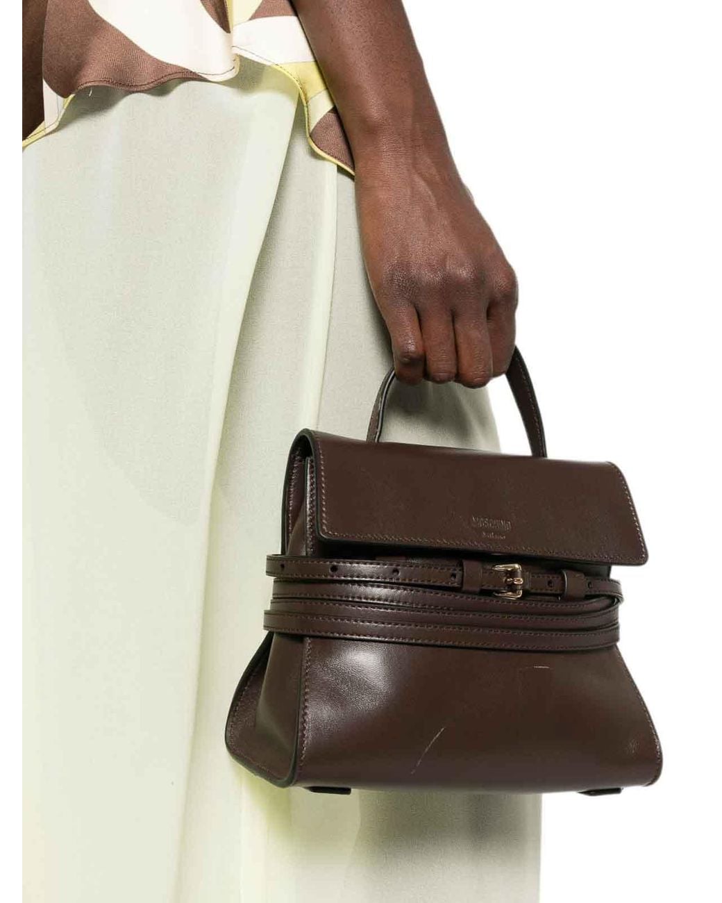 Moschino Black Tie Me Leather Handbag
