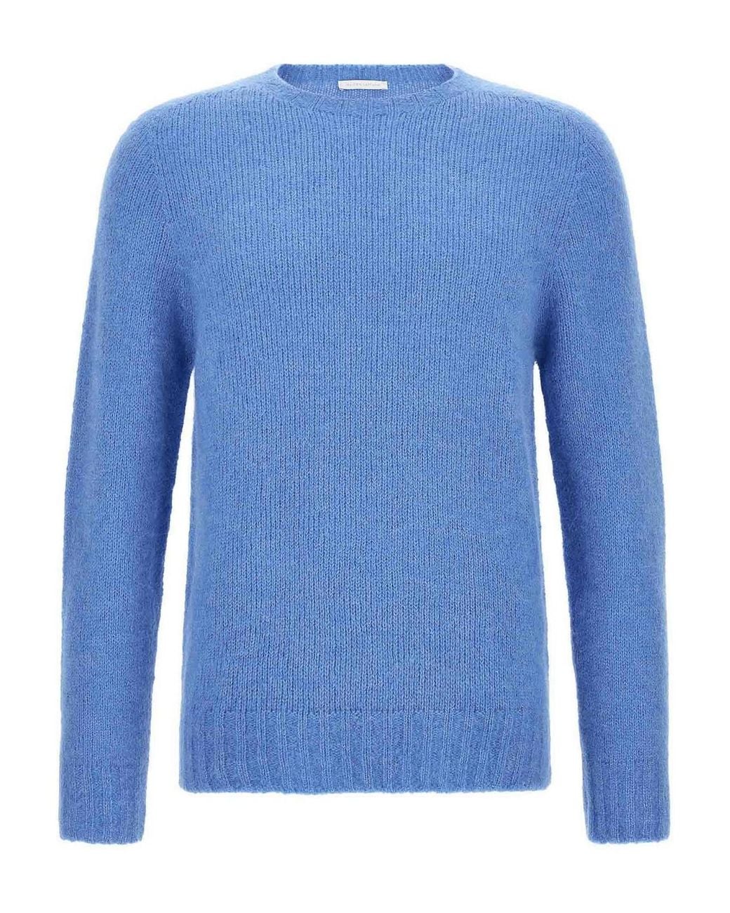 Oliver Lattughi Blue Brushed Alpaca Sweater for men