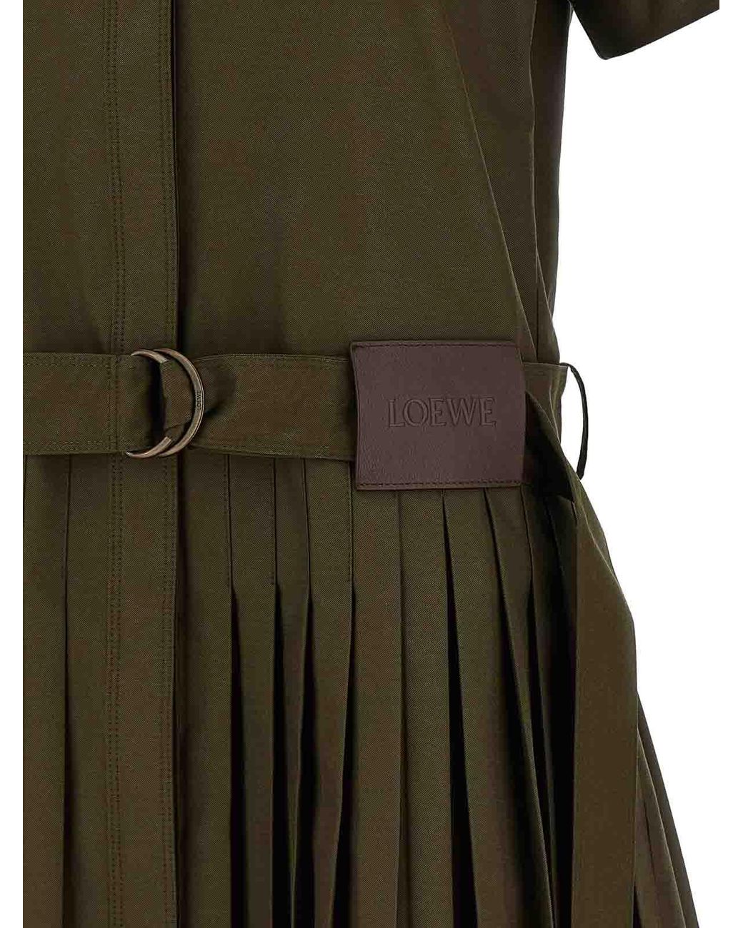 Loewe Green Pleated Chemisier Dress