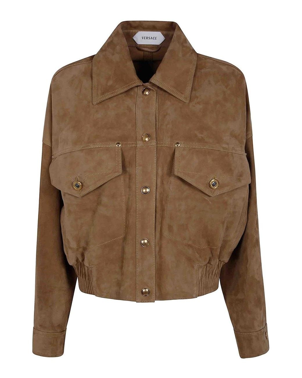 Versace Brown Blouson Leather Suede Effect Leather