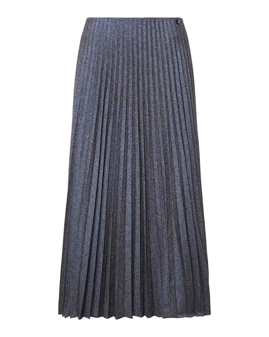 Genny Blue Pleated Midi Skirt