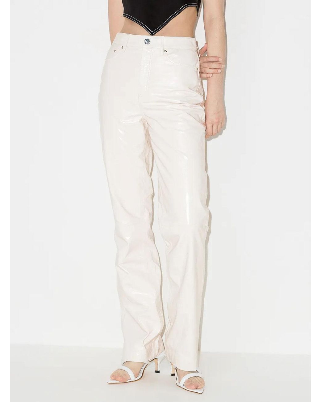 REMAIN Birger Christensen White Leather Pants