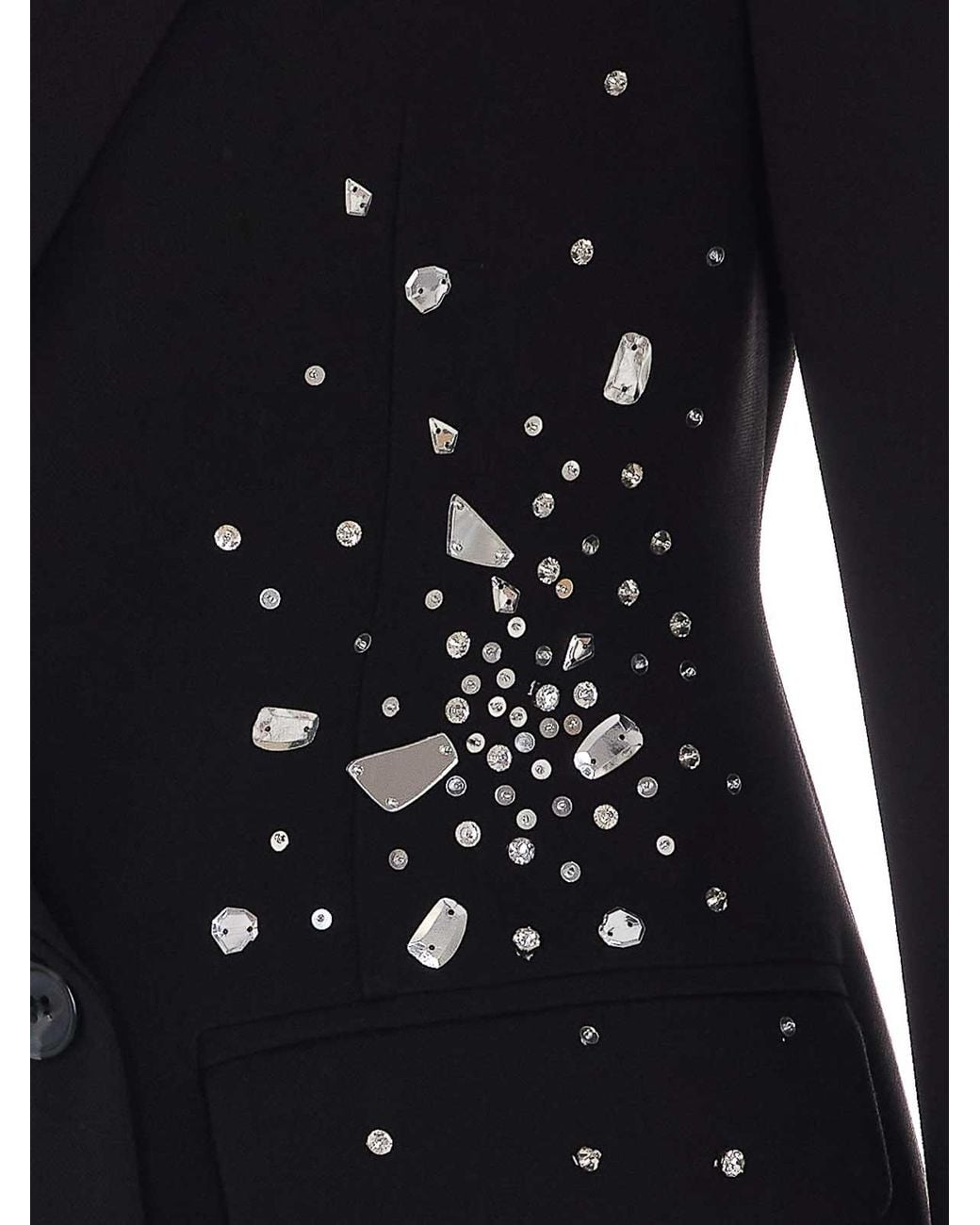Des Phemmes Black Crystals Double Breasted Jacket