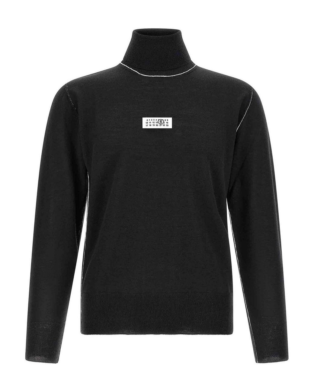 MM6 by Maison Margiela Black Turtleneck Sweater With Contrast Stitching for men