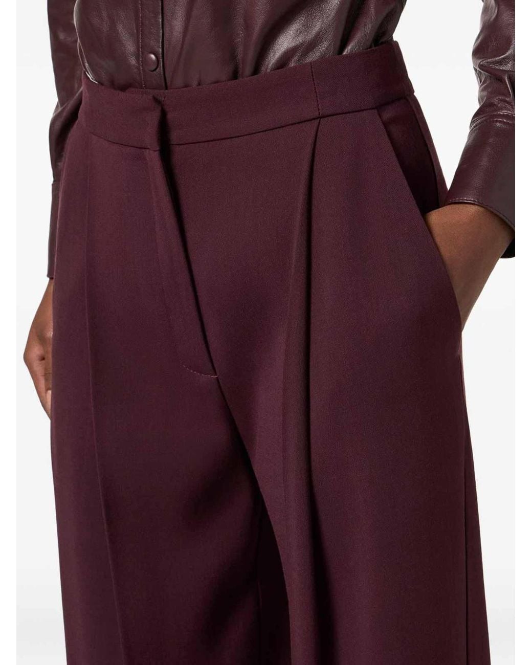 Elisabetta Franchi Purple Crepe Trousers With Logo Details