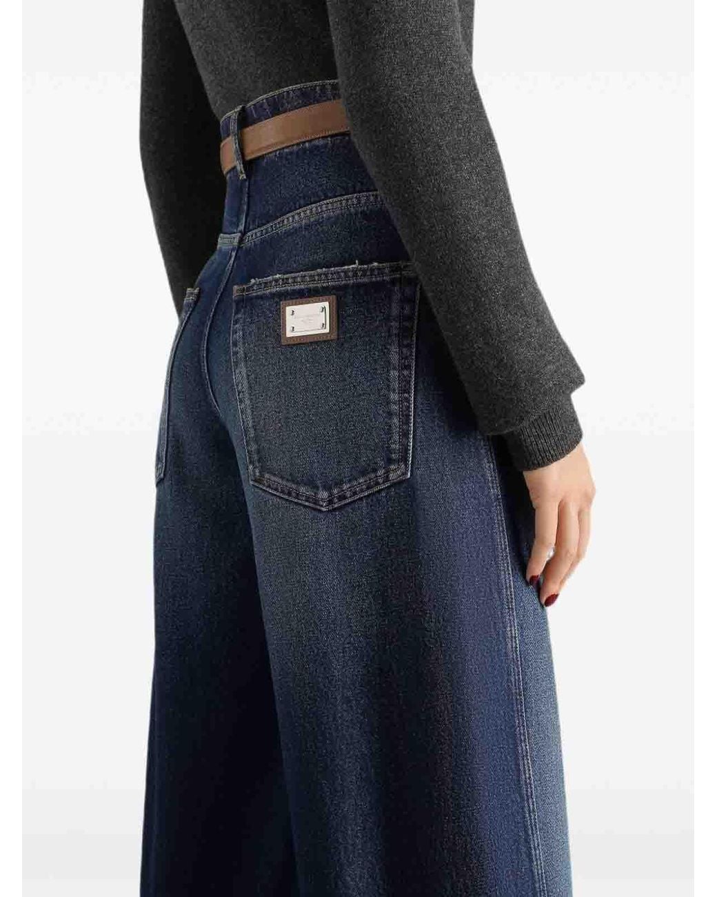 Dolce & Gabbana Blue Wide Leg Jeans