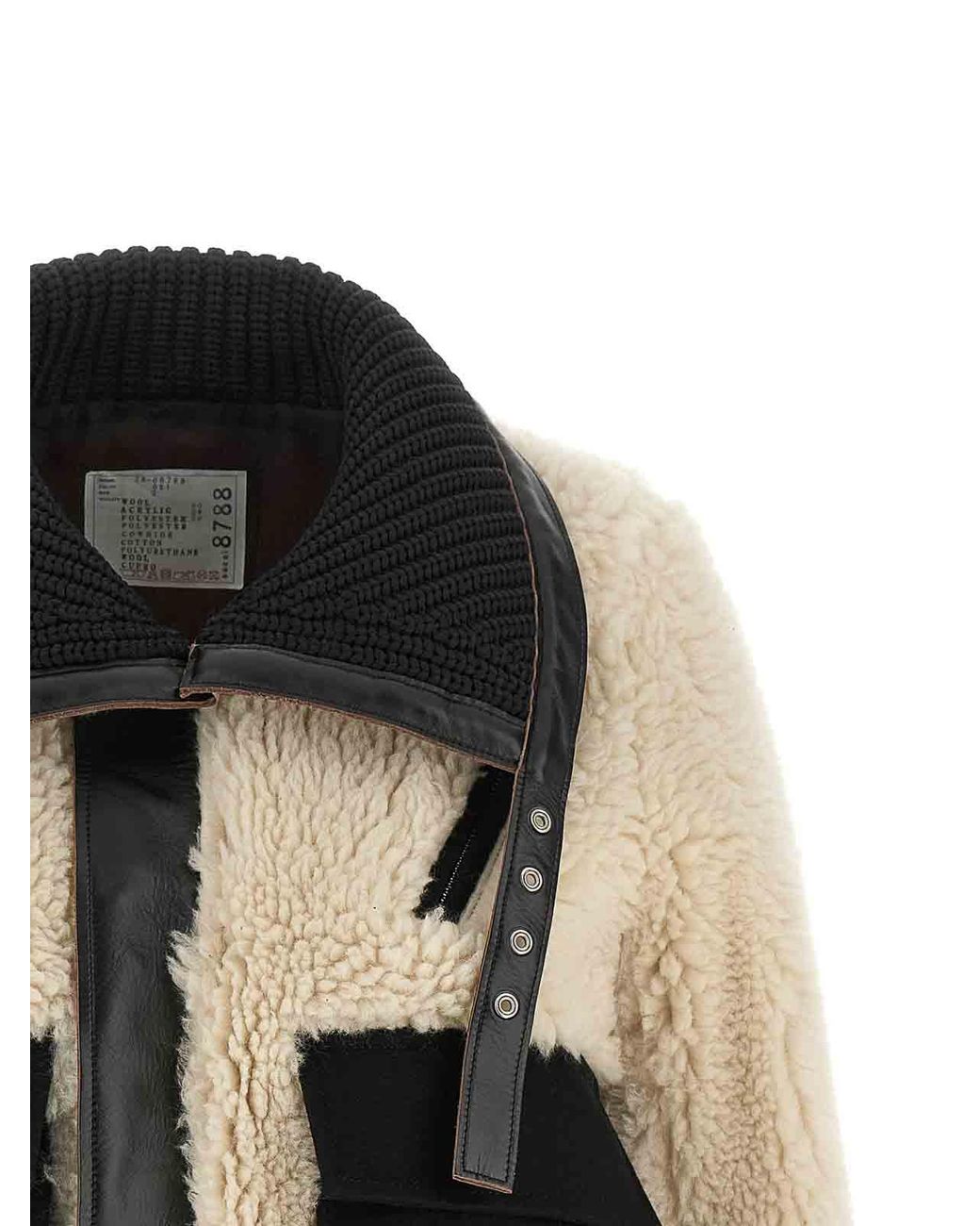 Sacai Black Shearling Effect Wool Jacket