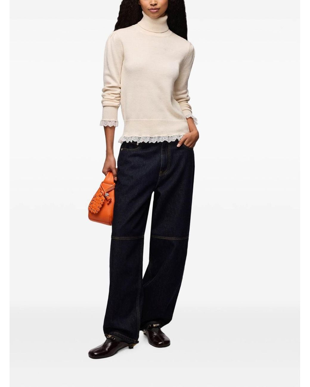 Ganni White Merino Wool Turtleneck Sweater
