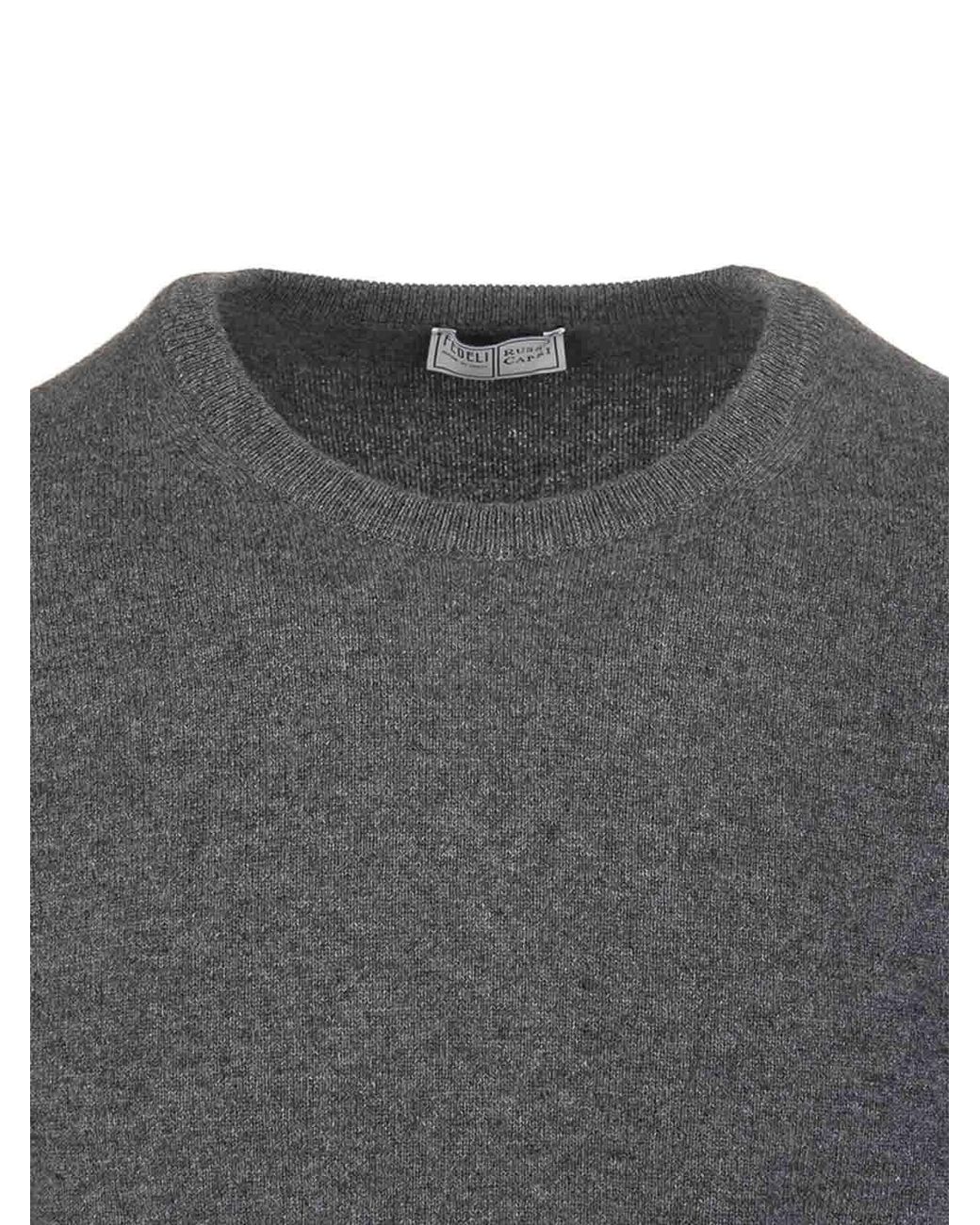 Pull Col Rond Fedeli pour homme en coloris Gray