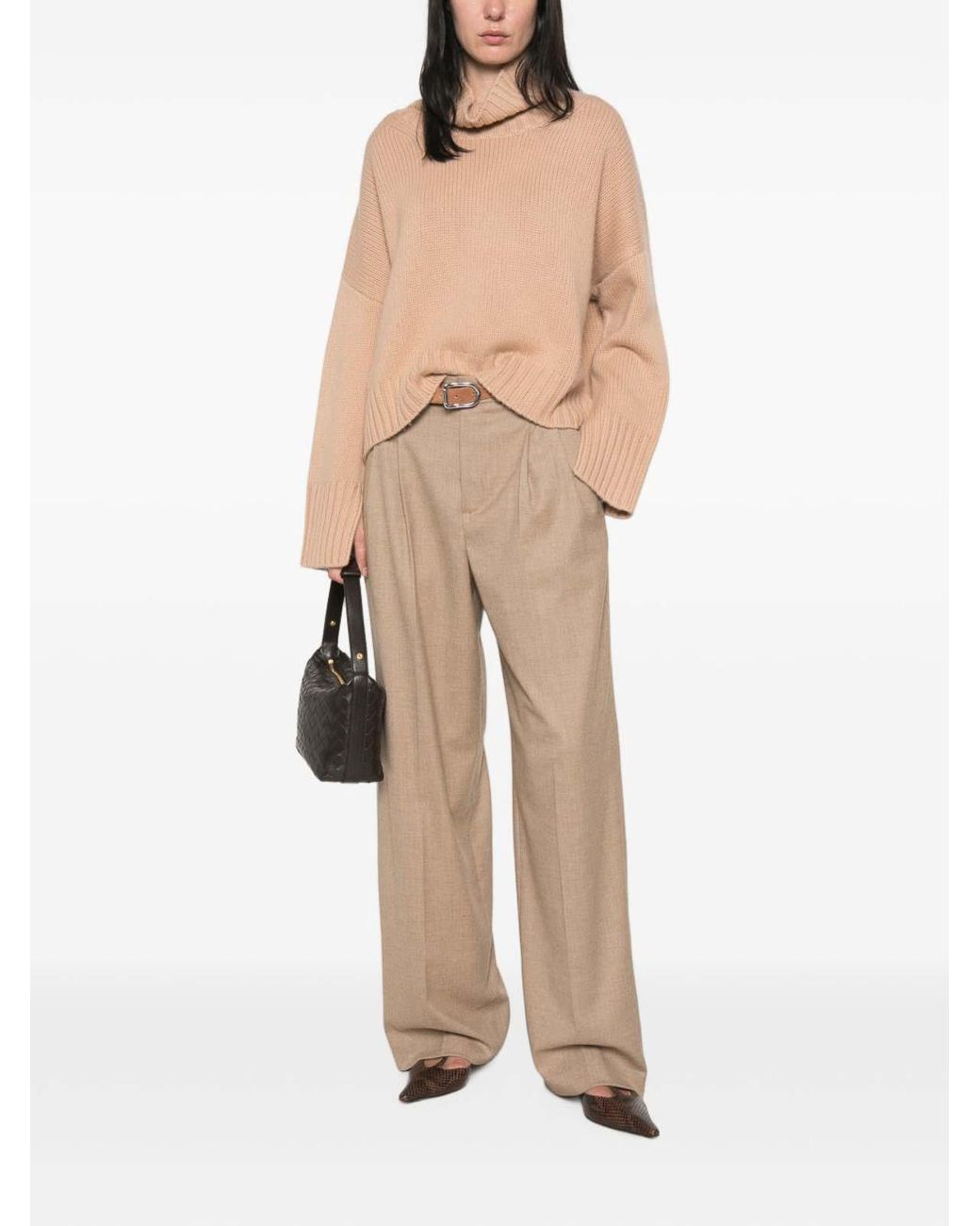 Soft Goat Natural Cashmere Turtle-Neck Sweater