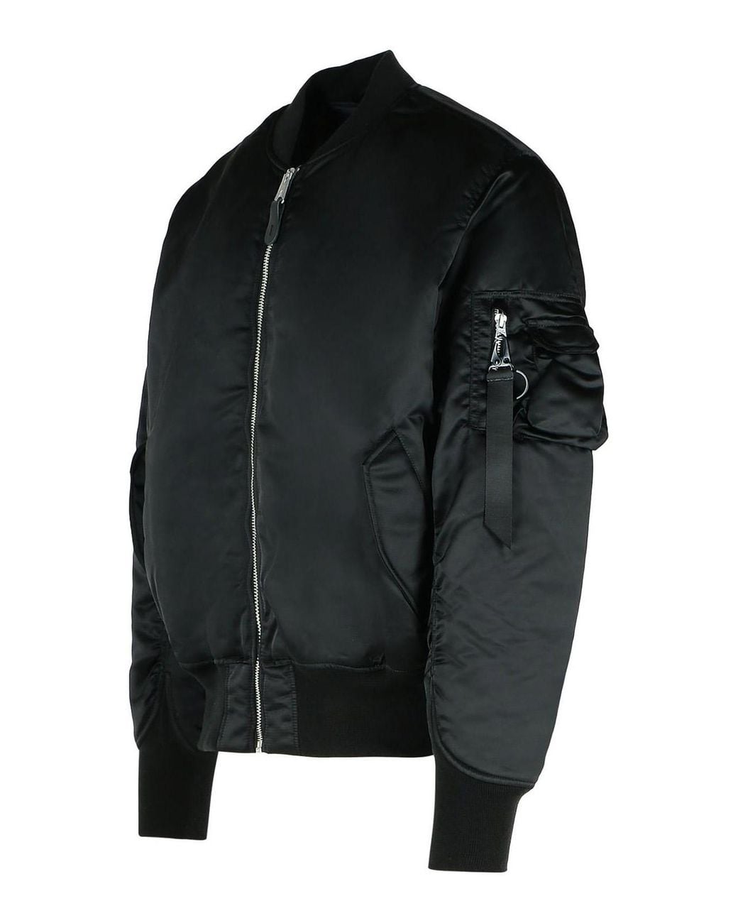 Alpha Industries Black Flight Nylon Bomber Jacket for men