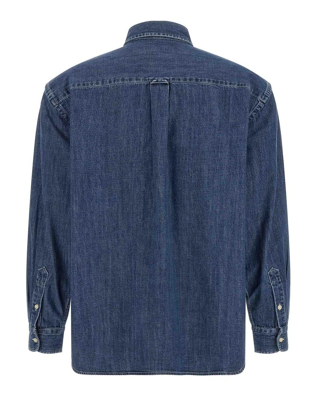 Polo Ralph Lauren Blue Denim Shirt With Logo Embroidery