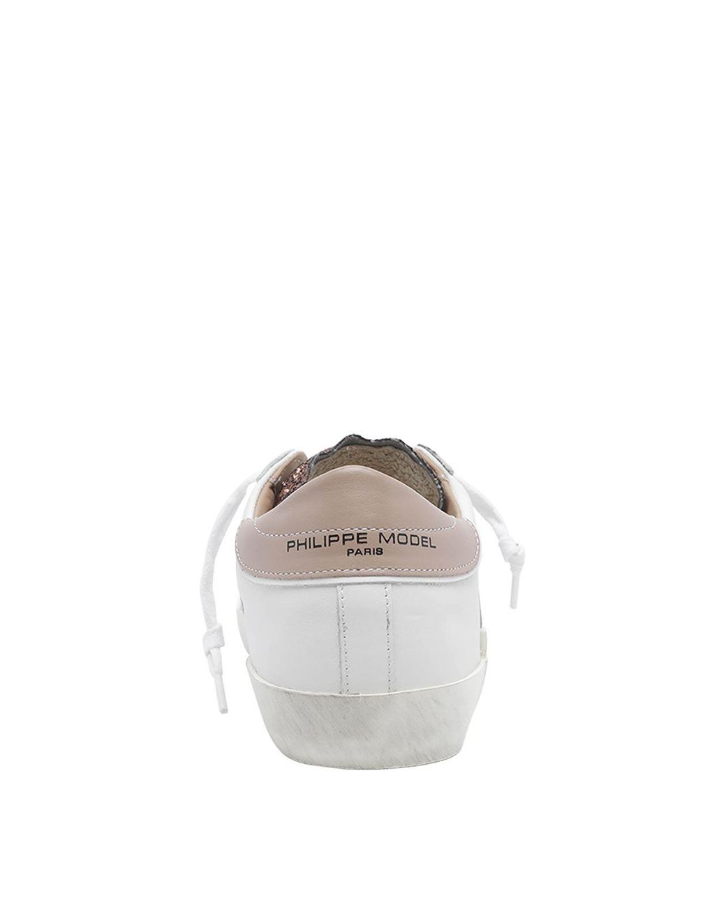 Philippe Model White Prsx Bicolour Low-Top Calfskin Trainers With Shield Logo