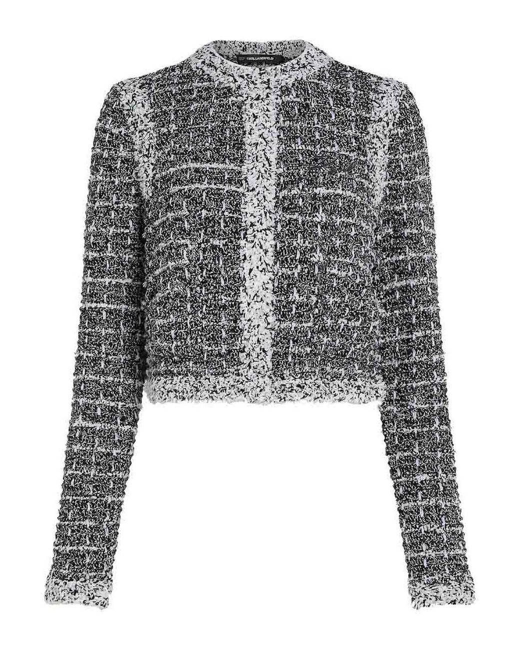 Karl Lagerfeld Black Boucle Cardigan