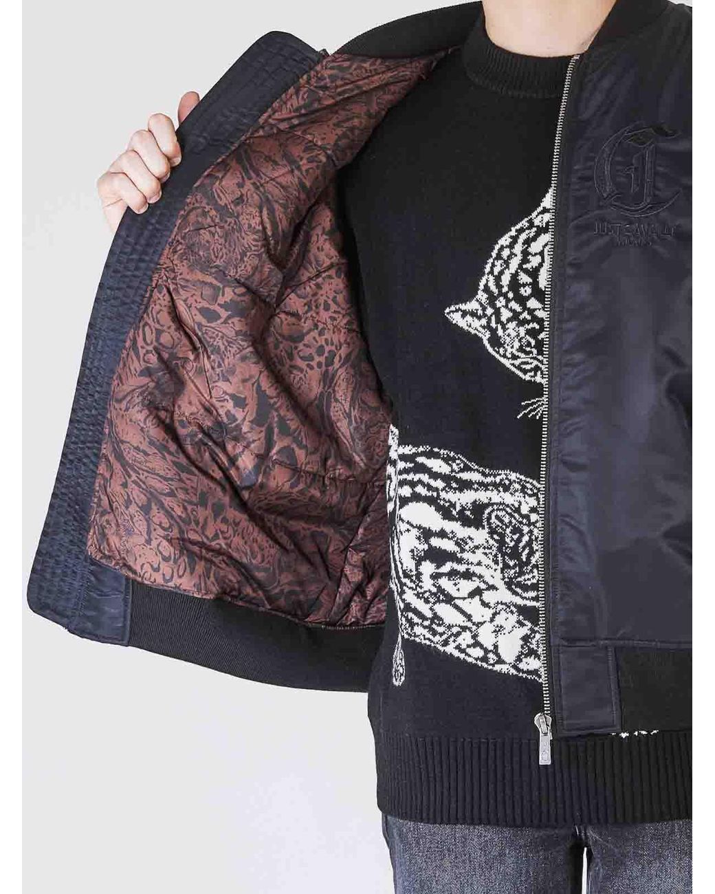 Just Cavalli Blue Bomber Monogramma for men