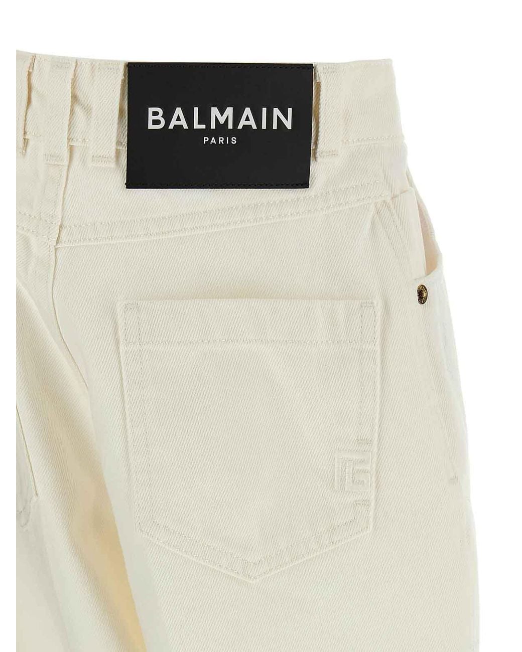Balmain White Embroidery Jeans