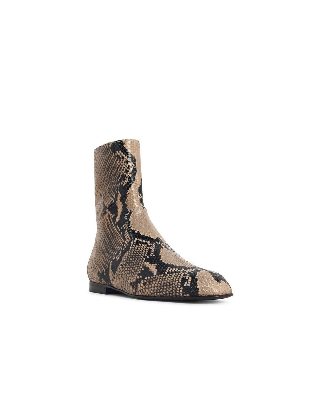 Khaite Brown Colt' Snake Leather Ankle Boots