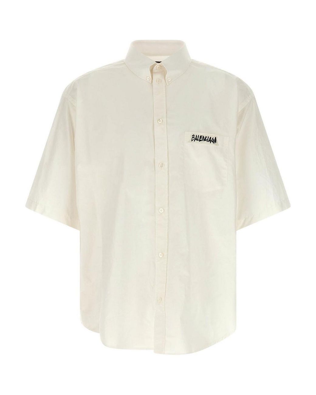Balenciaga White Oversized Shirt With Short Sleeves for men