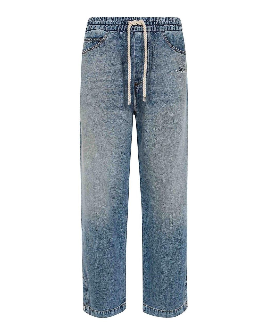 Amiri Blue Drawstring Baggy Jeans for men