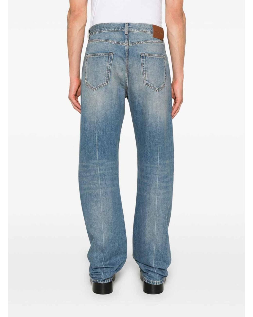 McQueen Blue Straight Leg Trousers Faded Effect for men