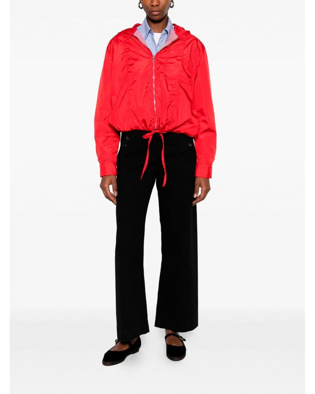 CUANTICO Red Short Nylon Reversible Jacket With Hood