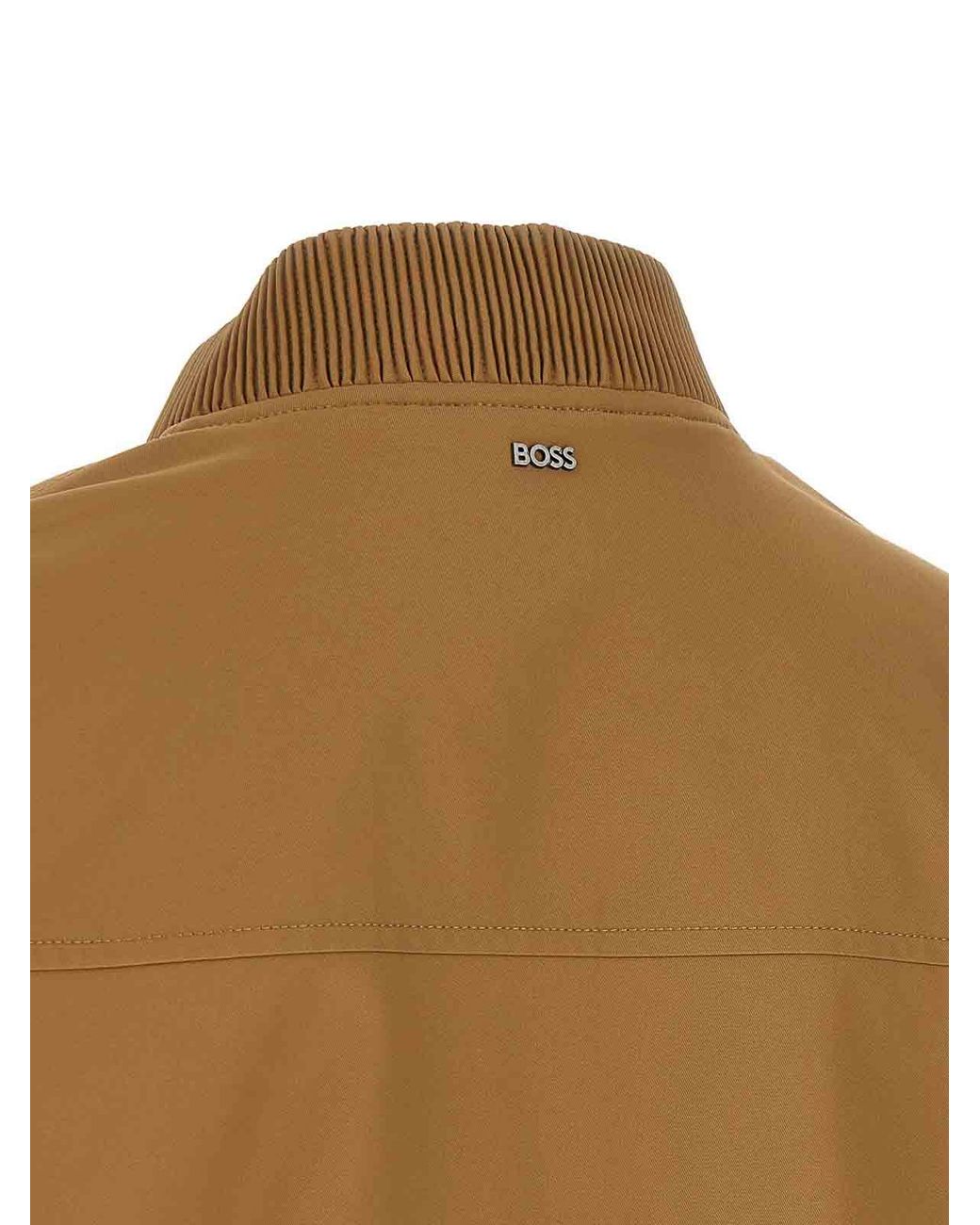 Boss Brown Monogram Sleeve Bomber Jacket for men