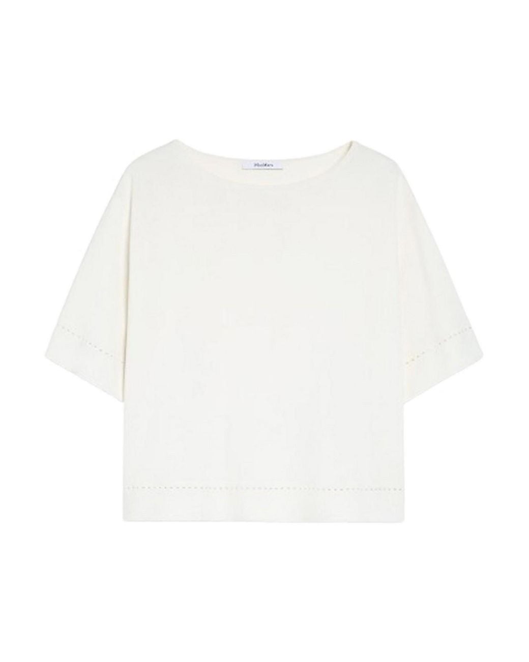 Max Mara White Viscose Boat Neck Sweater