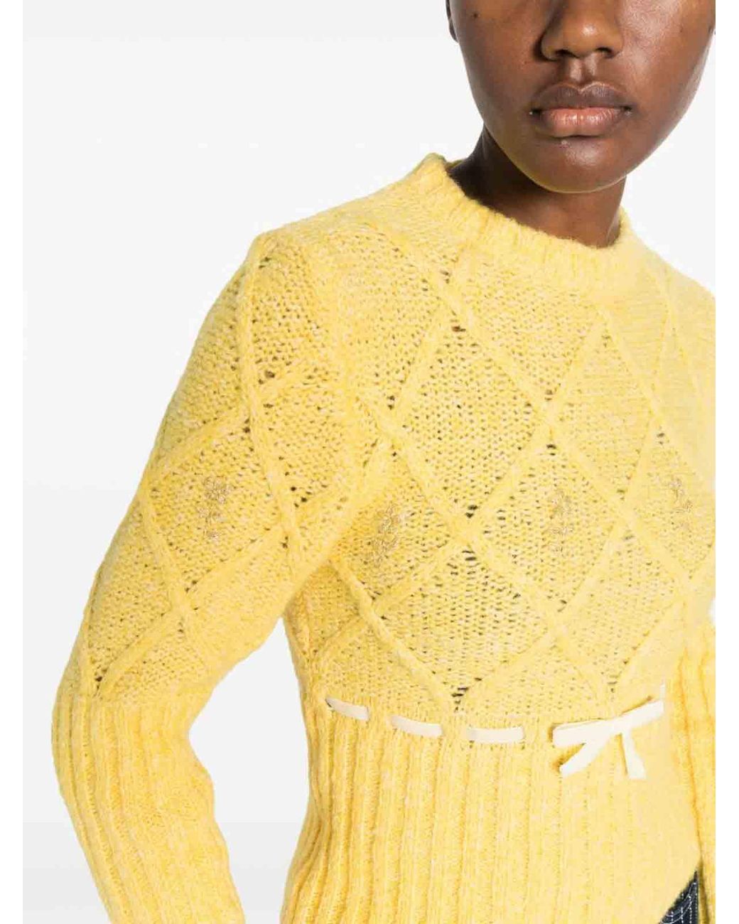 Cormio Yellow Floral-Embroidered Sweater