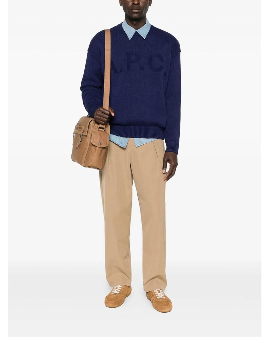 Pull Col Rond A.P.C. pour homme en coloris Blue