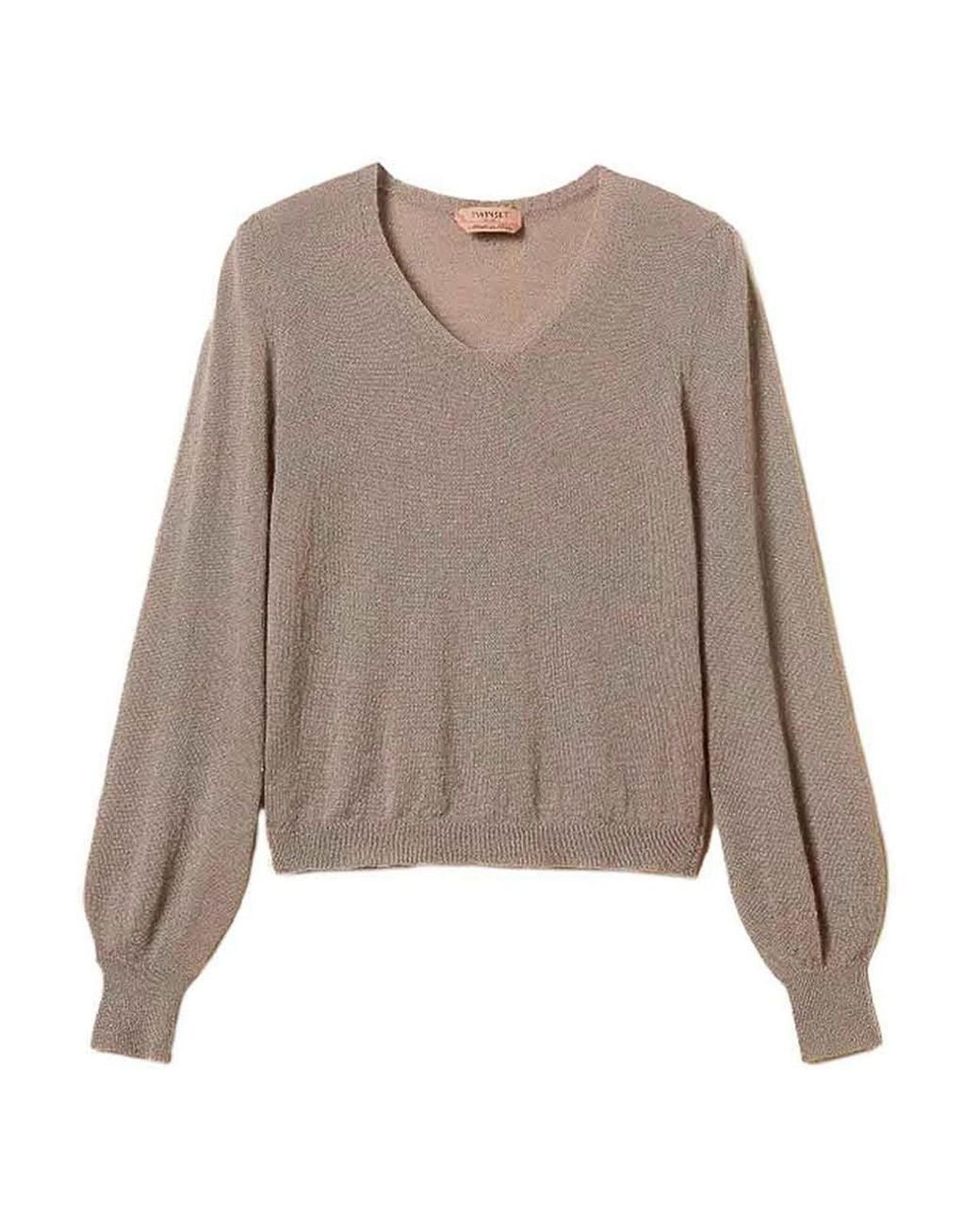Twinset Brown V-Neck Sweater