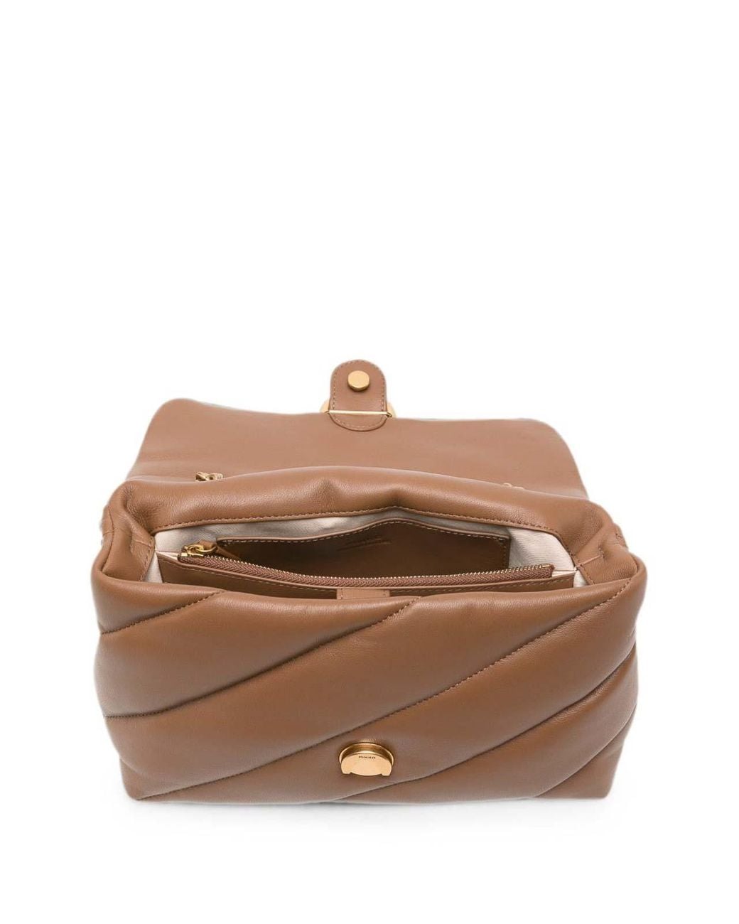Pinko Brown Hazelnut Love Puff Classic Quilted Bag