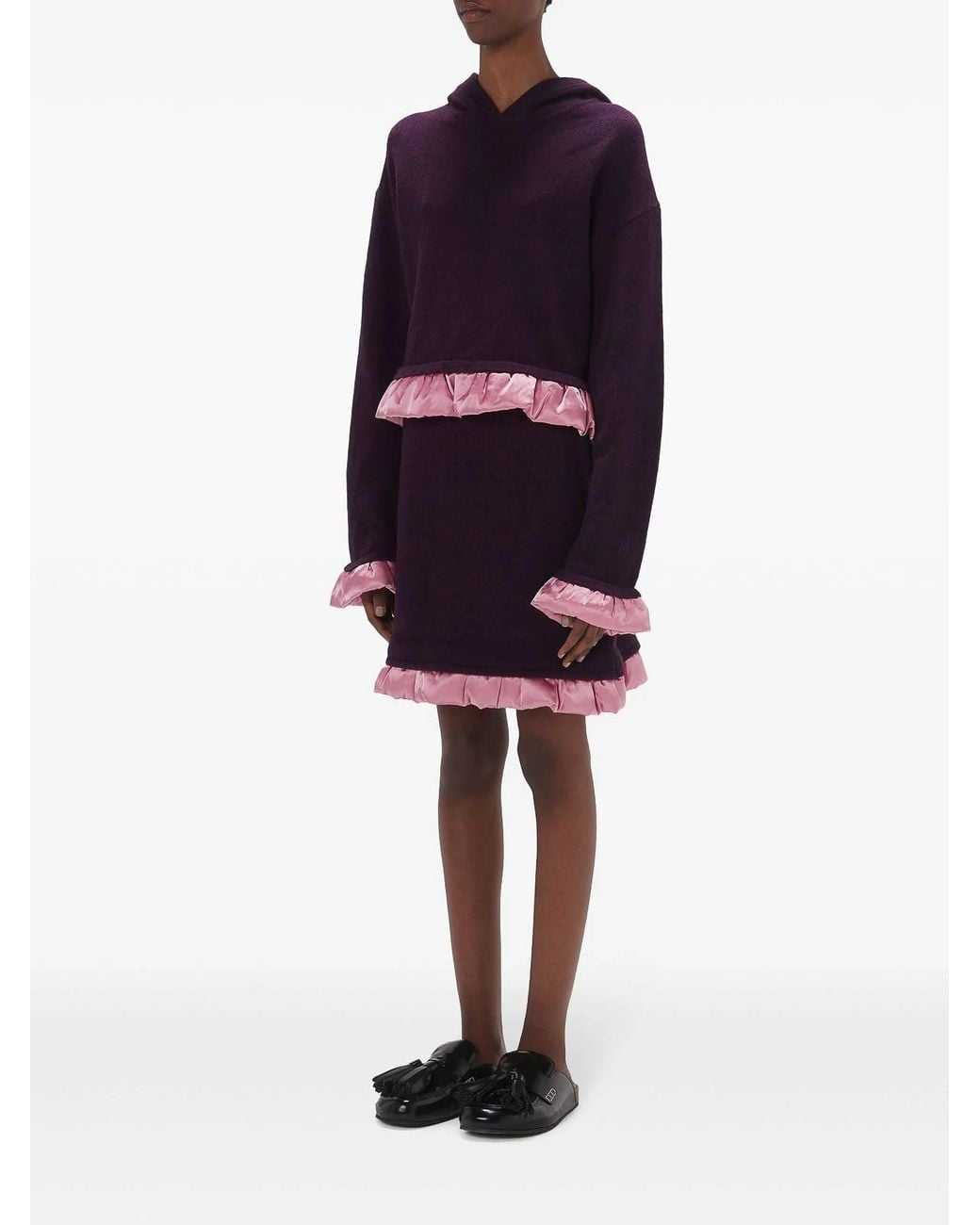 J.W. Anderson Purple Satin-Trimmed Cropped Hoodie