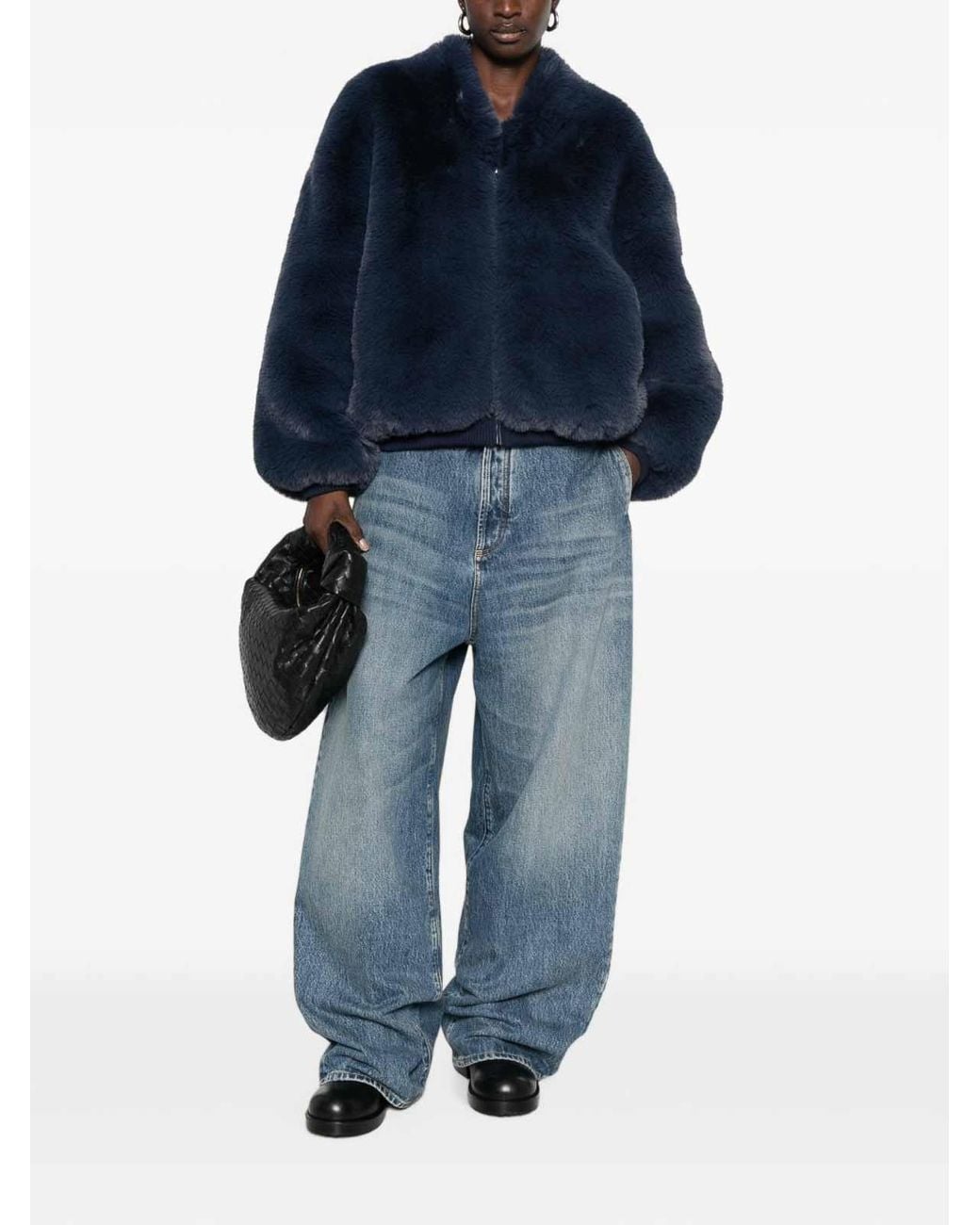 Frankie Shop Blue Senna Faux Fur Jacket